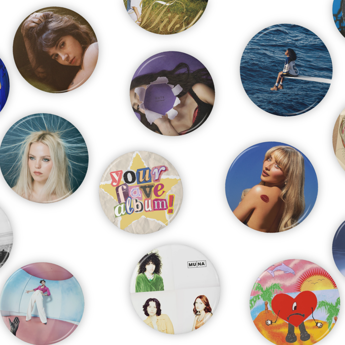 customized album pinback button