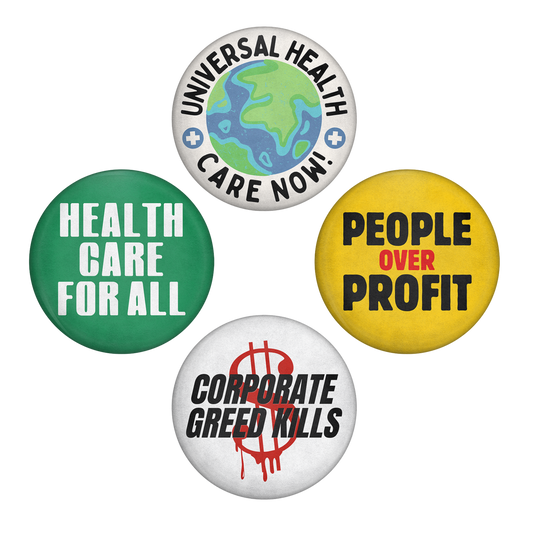 healthcare for all – vintage inspired pinback buttons