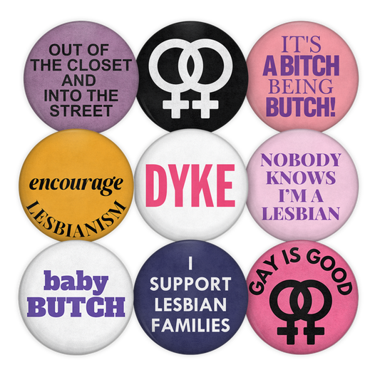 vintage remake lesbian pinback buttons (part 2)