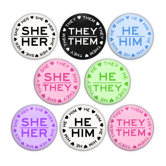 pronouns pinback buttons