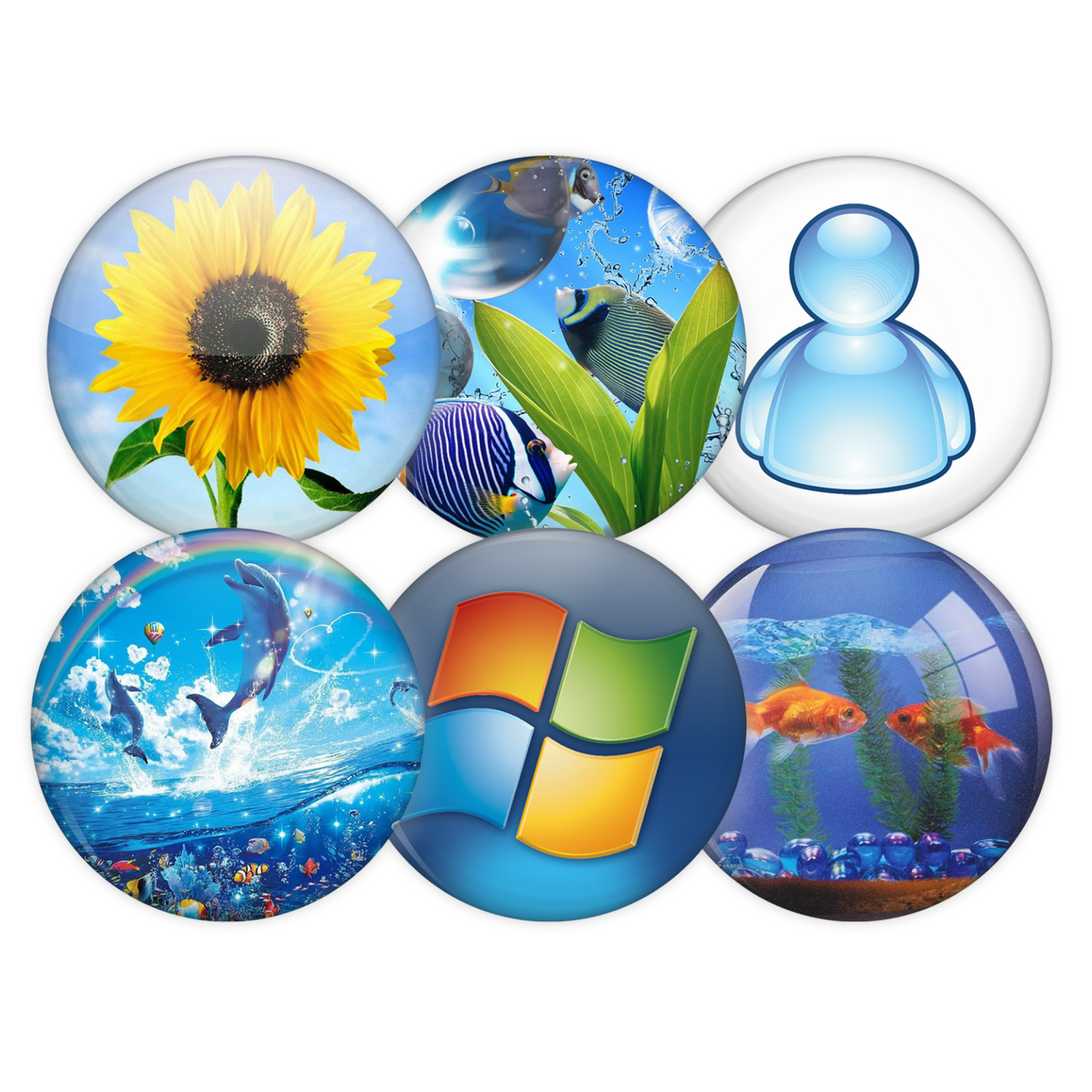 frutiger aero pinback buttons