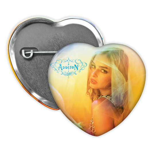 addison – addison rae album heart shaped pinback button