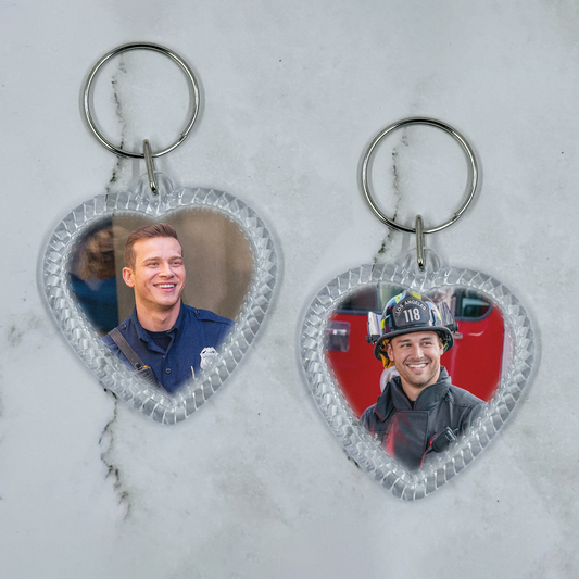 Buck & Eddie Keychain | 9-1-1 Double Sided Heart Shaped Keychain