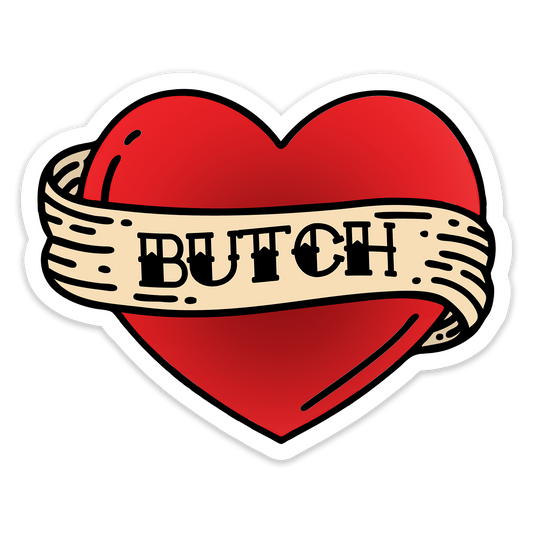 butch – tattooed heart sticker