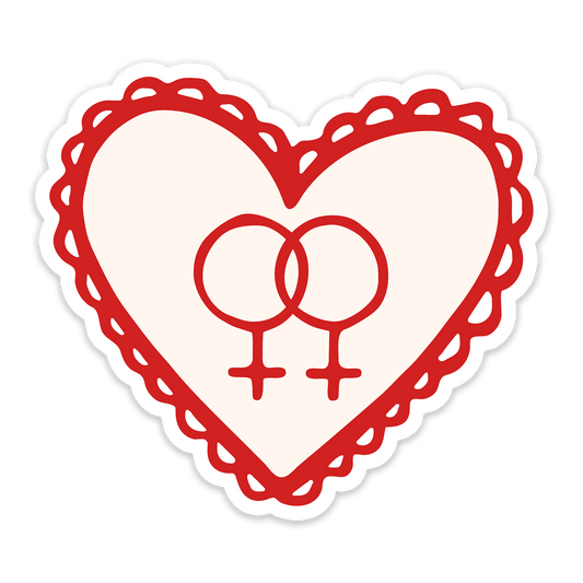 double venus heart – lesbian sapphic pride sticker