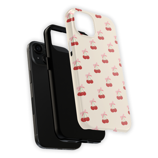 ribbon tied cherries – tough phone case