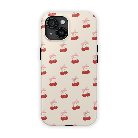 ribbon tied cherries – tough phone case