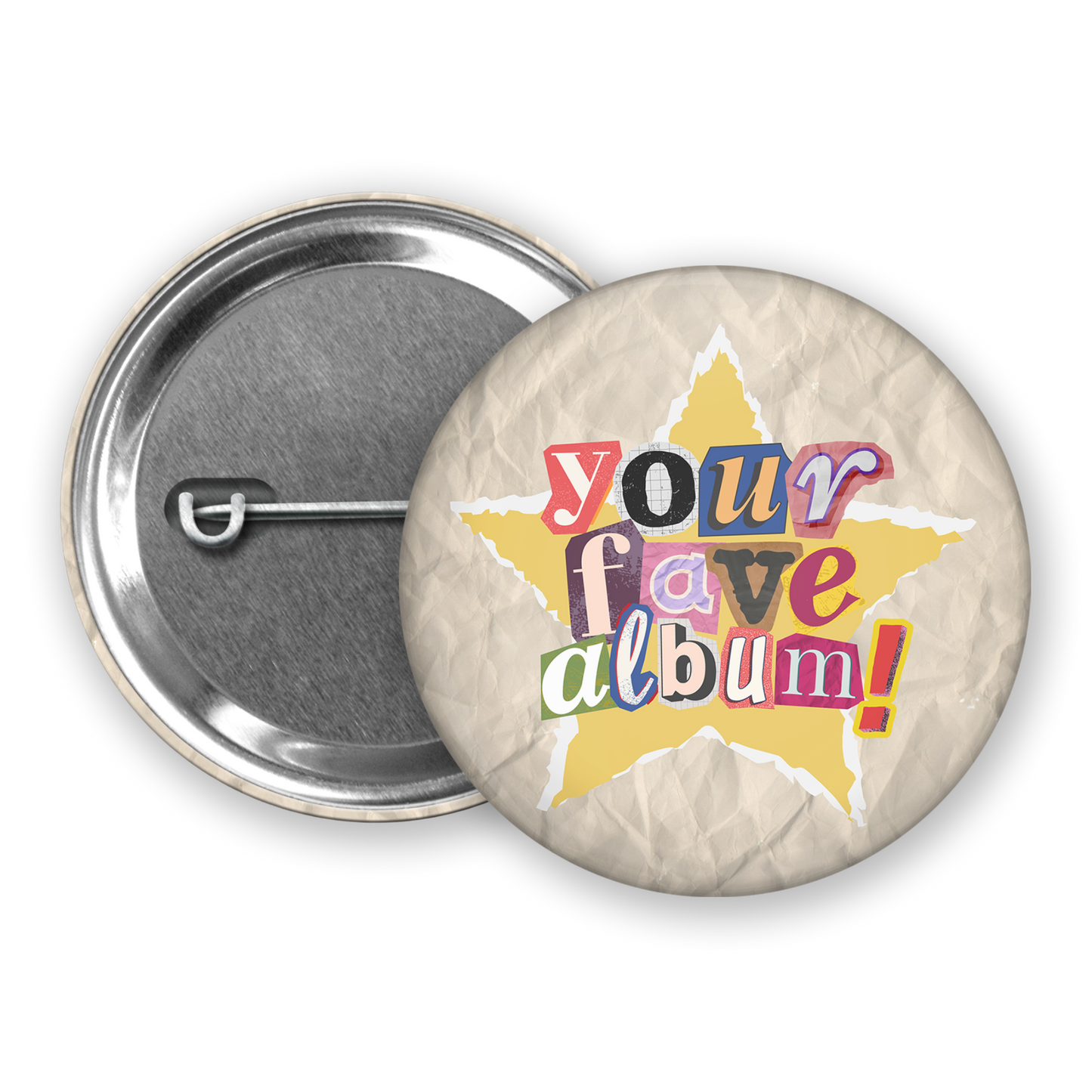 customized album pinback button