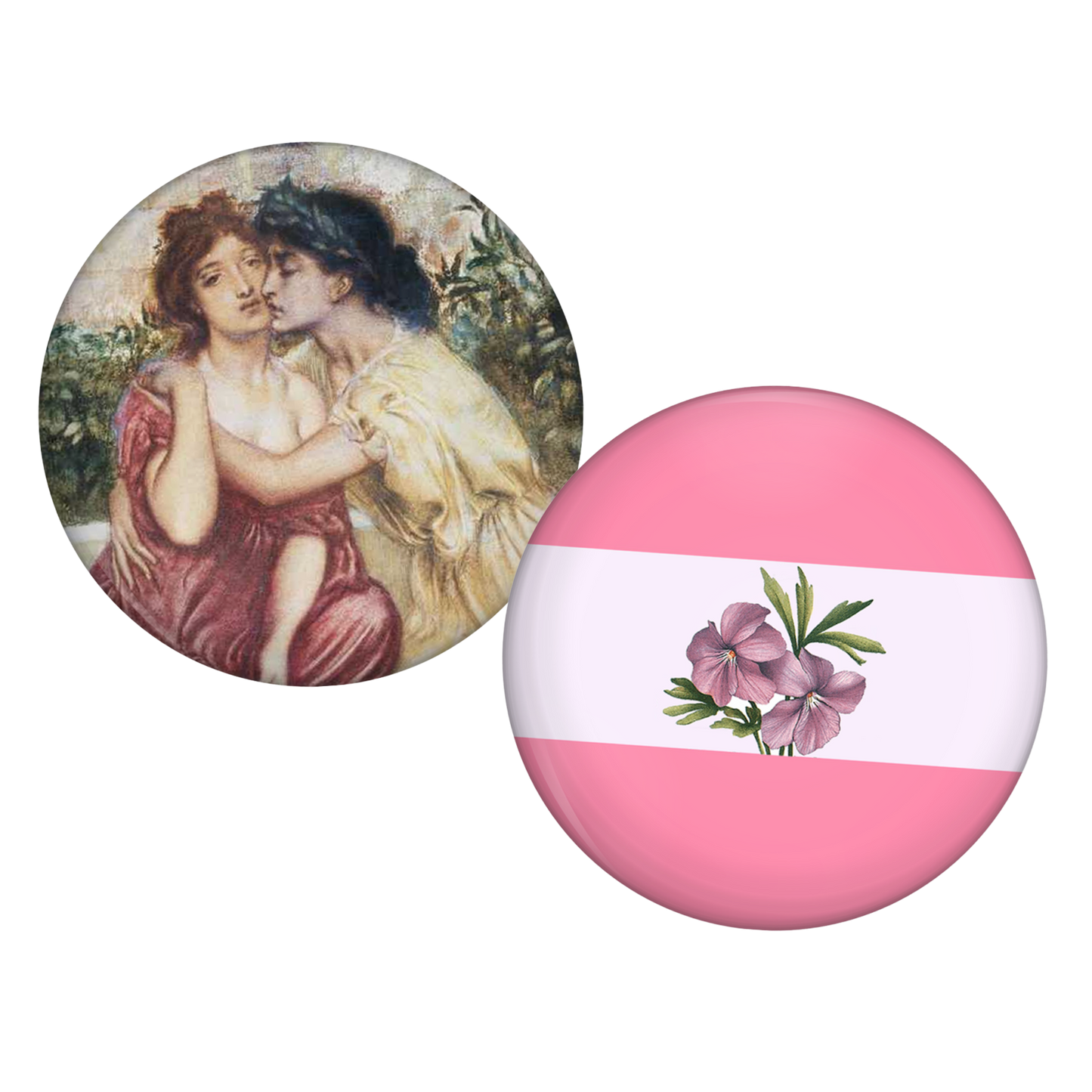 sappho & sapphic flag pinback buttons