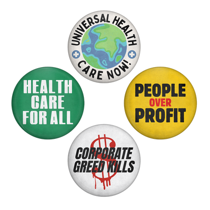 healthcare for all – vintage inspired pinback buttons