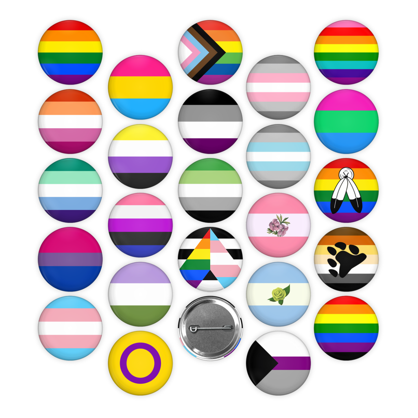 LGBTQ+ pride flags pinback buttons