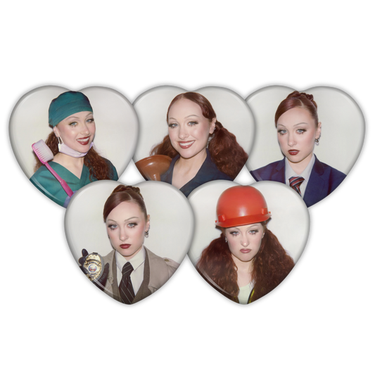 the giver – chappell roan heart shaped pinback buttons