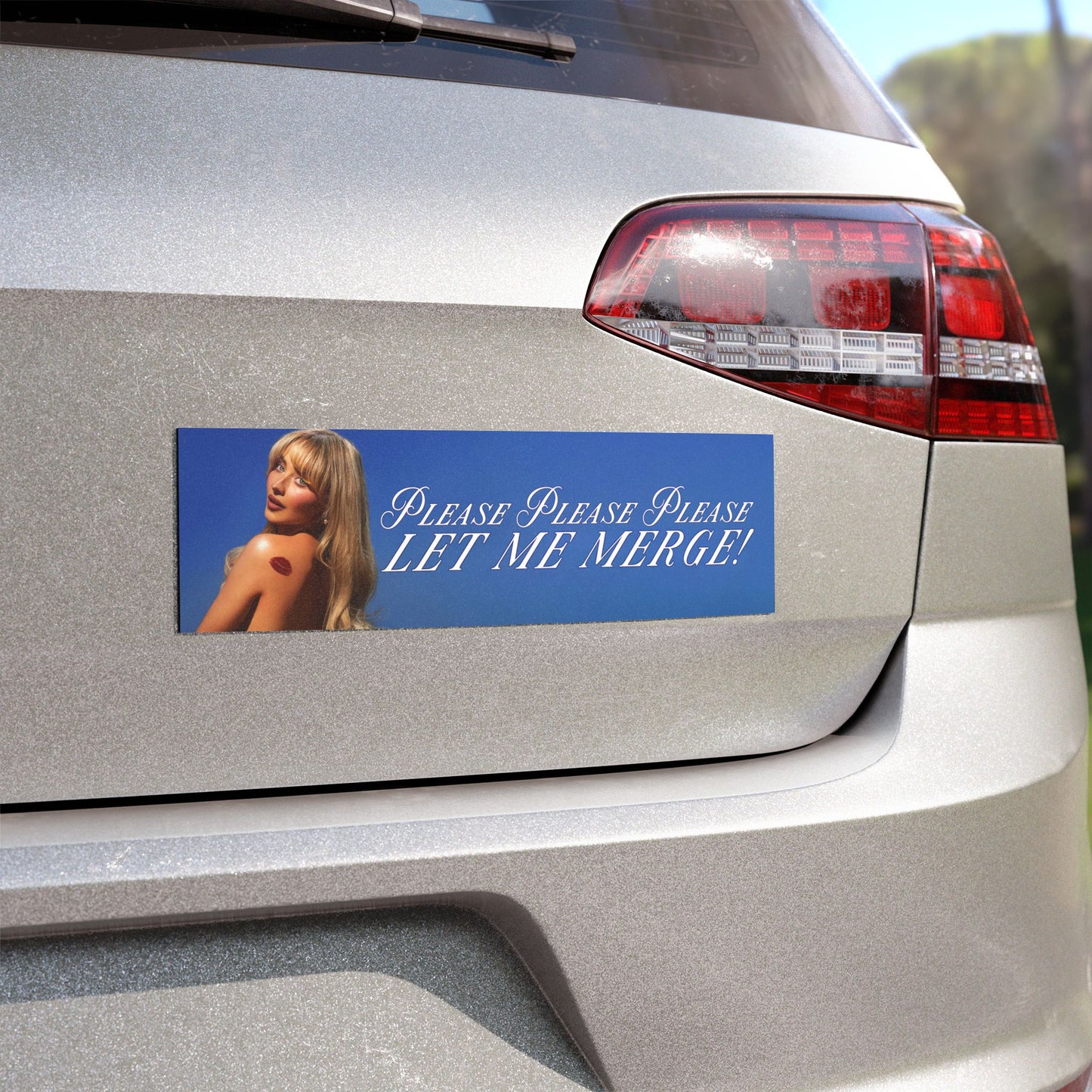 please let me merge – sabrina carpenter short n sweet bumper sticker or car magnet