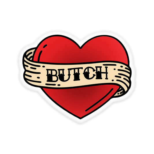 butch tattooed heart sticker