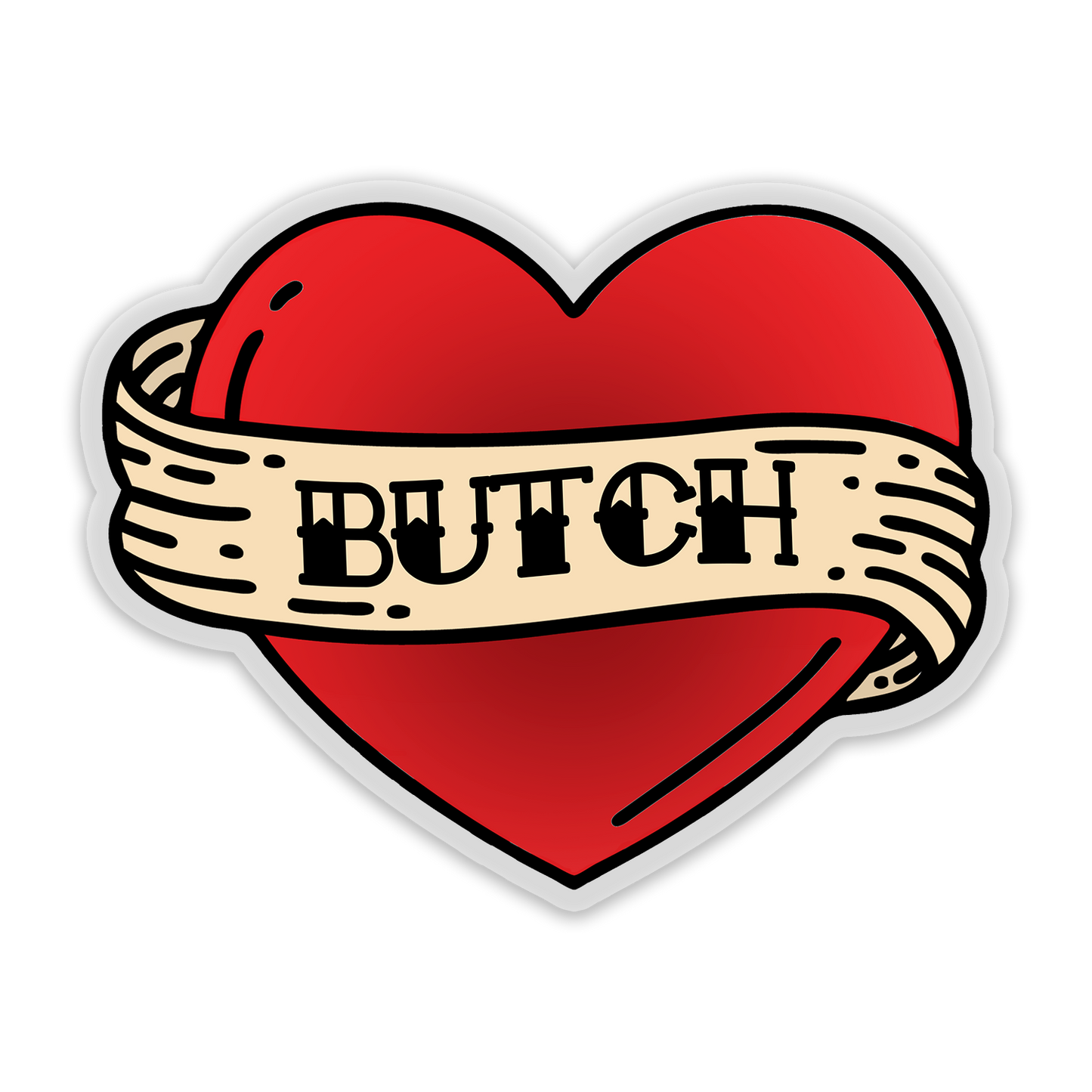 butch tattooed heart – sticker