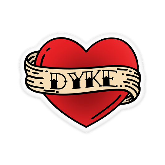 dyke tattooed heart sticker