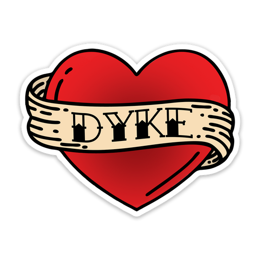 dyke tattooed heart – sticker