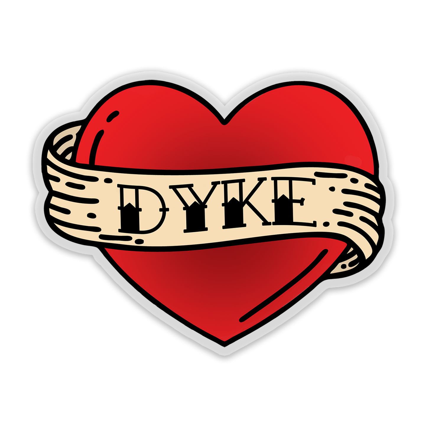 dyke tattooed heart – sticker