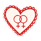 double venus heart – lesbian sapphic pride sticker